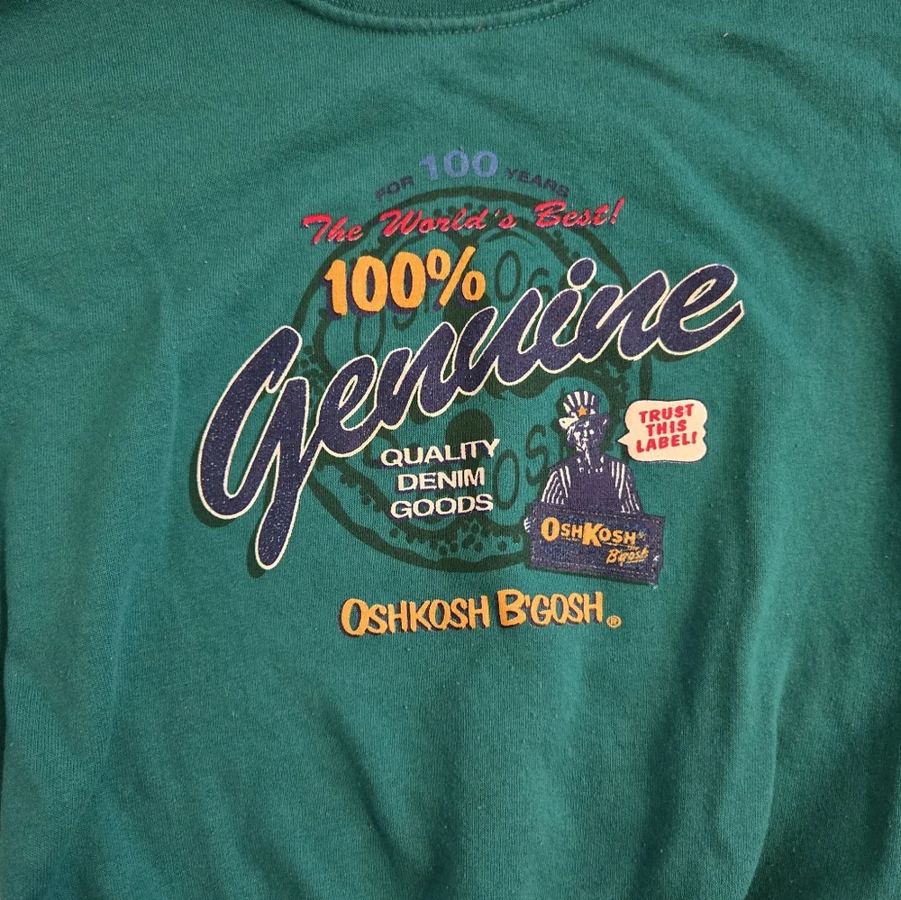 Vintage 1990s OshKosh B'gosh Teal Graphic Sweatshirt